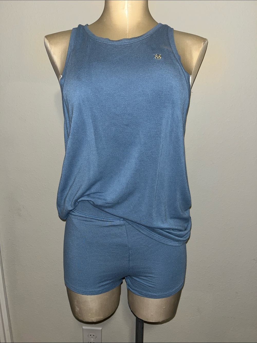 Light blue Terry tank and short set - Victoria's Secret PJ lounge dusty blue